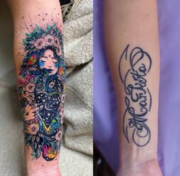 Cover up tetování přes nápis.
