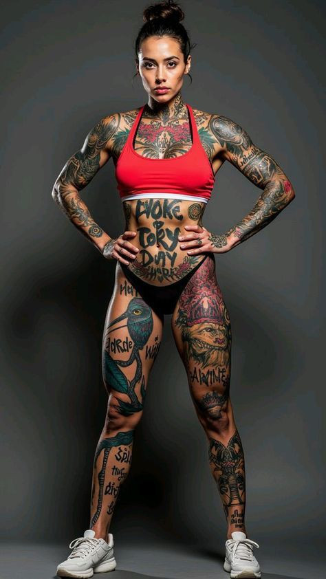 Žena, která se potetovaná po celém těle.