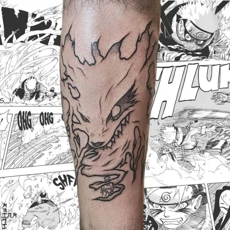 Tetování z filmů a pohádek, anime, Naruto x Kurama na lýtku