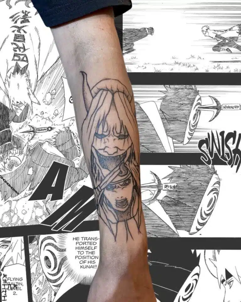 Tetování z filmů a pohádek, anime, Naruto, Minato x Shikifujin na předloktí