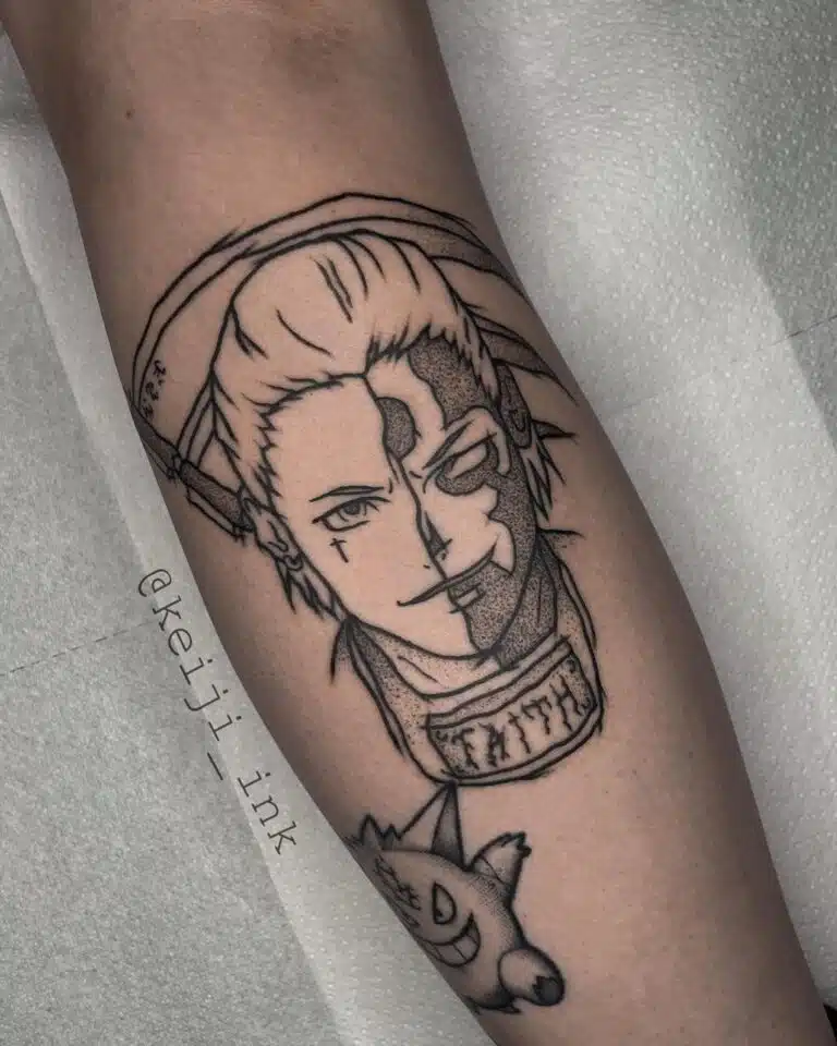 Tetování z filmů a pohádek, anime, Naruto, Hidan na lýtku