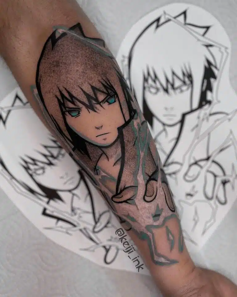 Tetování z filmů a pohádek, anime, Naruto, Sasuke Uchiha na předloktí