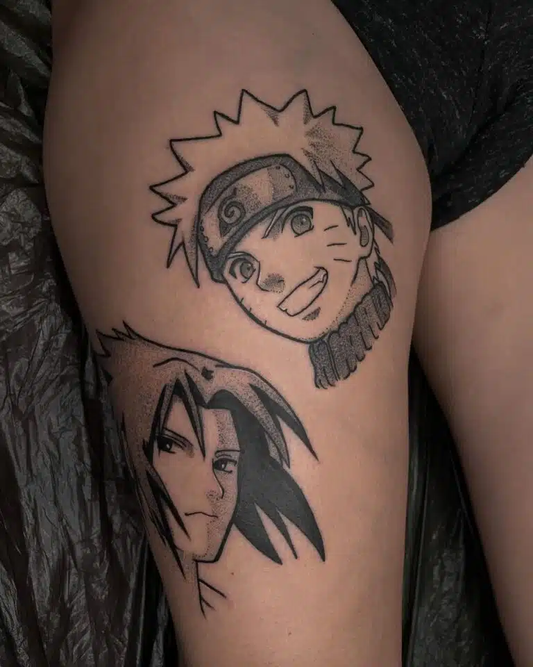 Tetování z filmů a pohádek, anime, Naruto na stehně