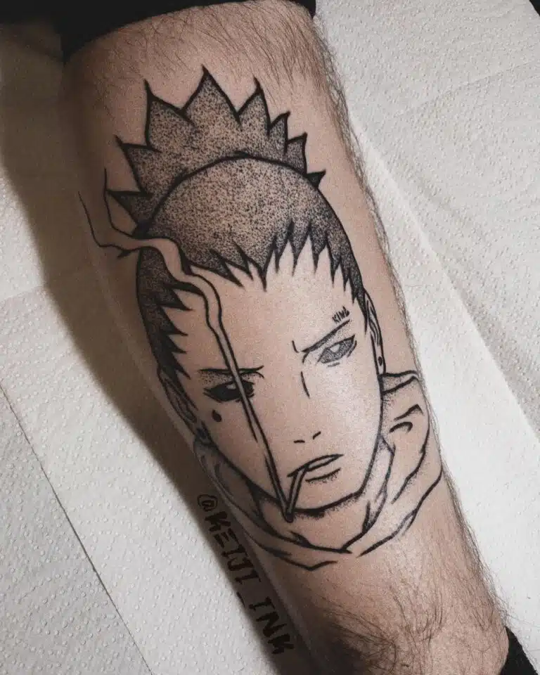 Tetování z filmů a pohádek, anime, Naruto, Shikamaru Nara na lýtku