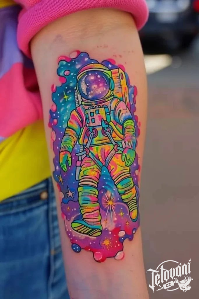 Vícebarevný astronaut.
