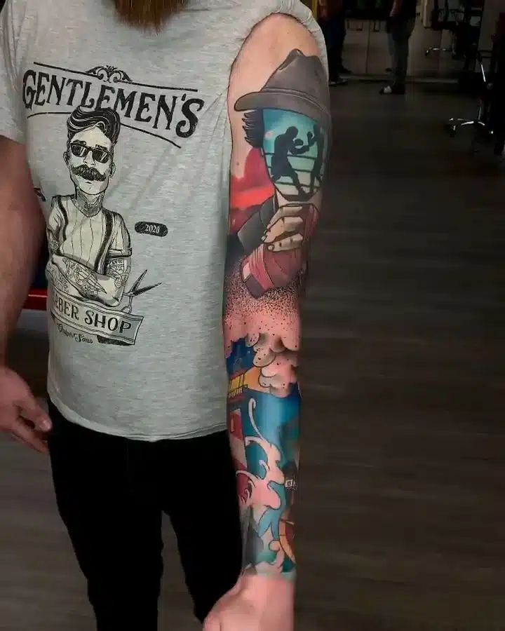 Tetování moře, bojovník na ruce