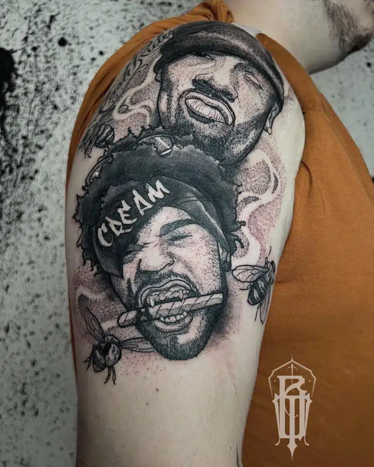 Tetování osobnosti, portréty, C.R.E.A.M. na rameni