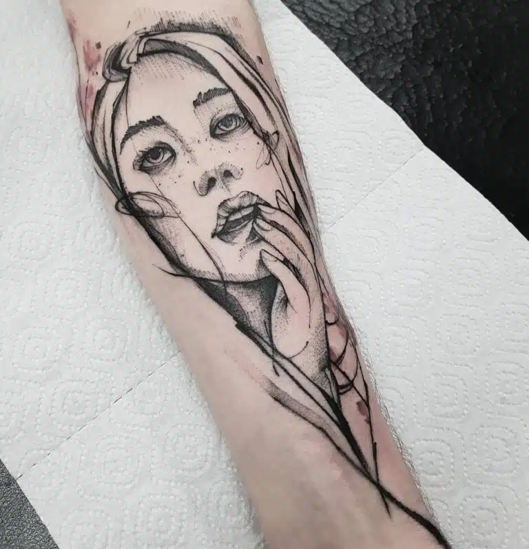 Tetování portrét na předloktí