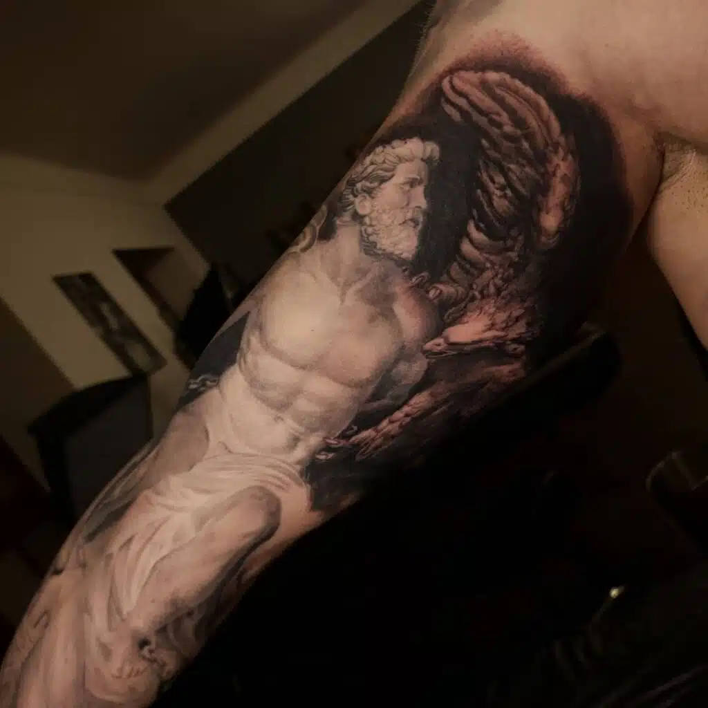 Tetování symboly, náboženství, anděl, rukáv