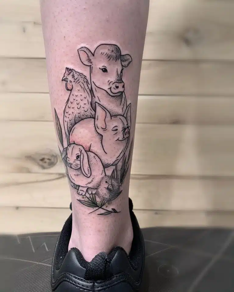 Tetování domácí zvířata na lýtku