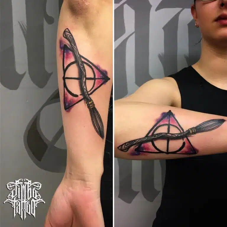 Tetování znaky a symboly z filmů a pohádek Harry Potter na předloktí