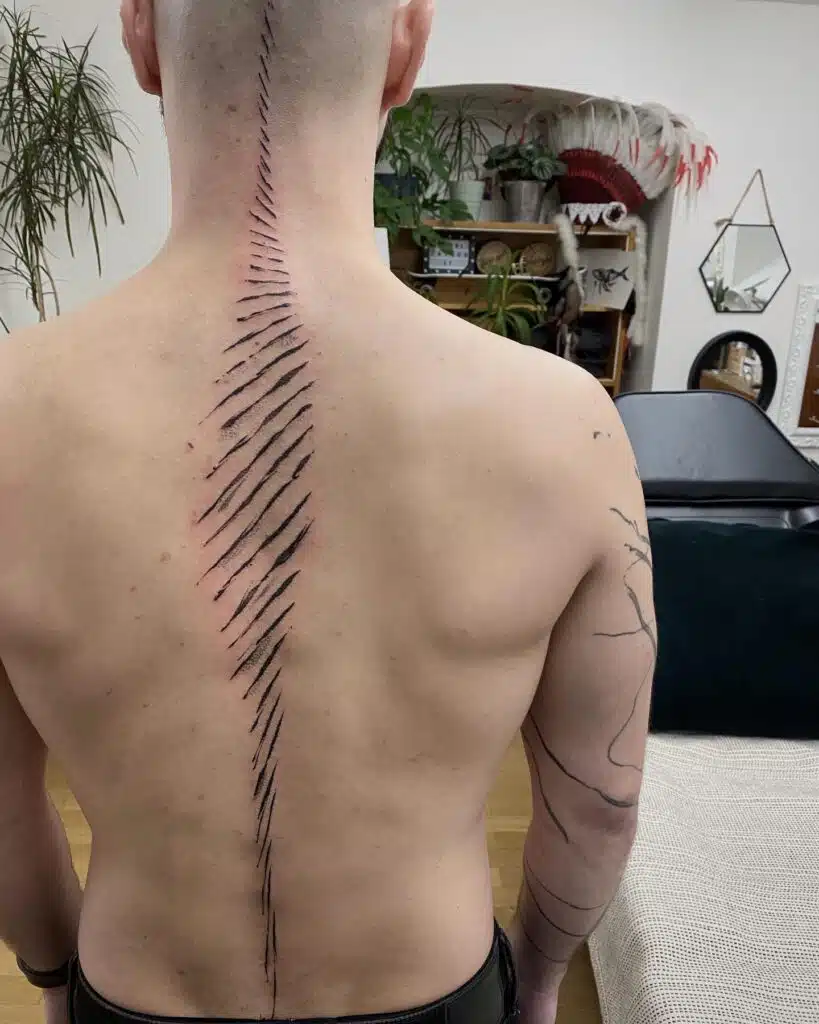 Abstraktní tetování čáry, symbol na páteř