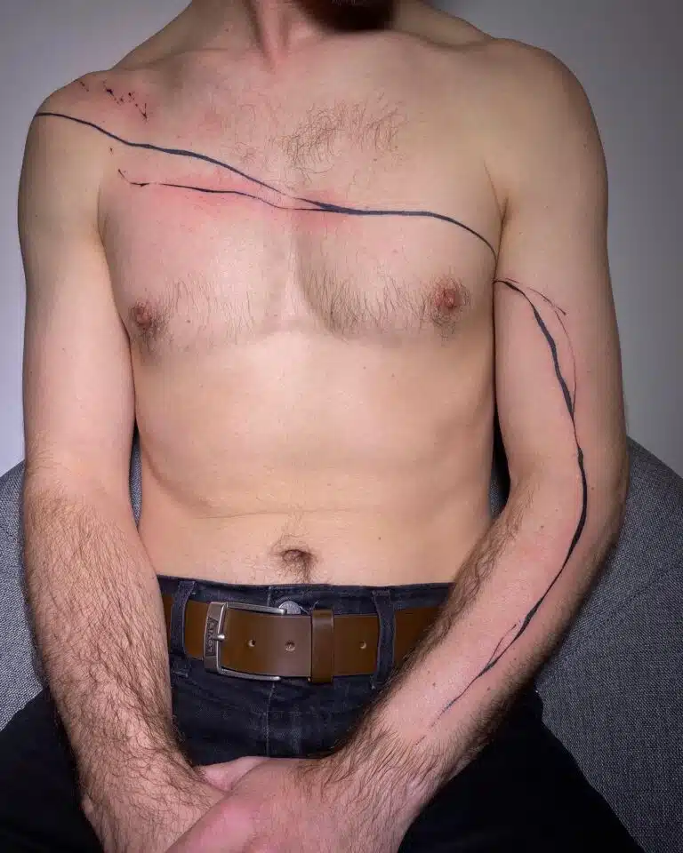 Abstraktní tetování čára, symbol na hrudník a ruku