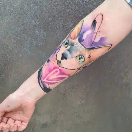 Tetování zvíře, kočka na předloktí