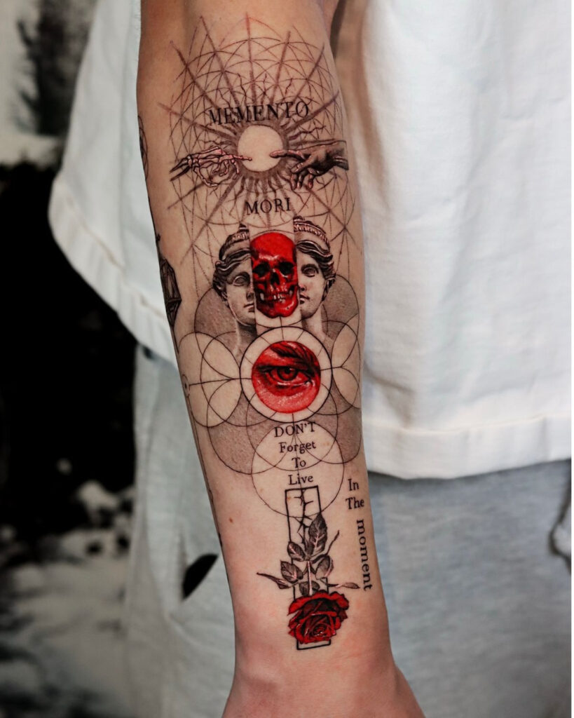 geometrické zajímavé tetování.