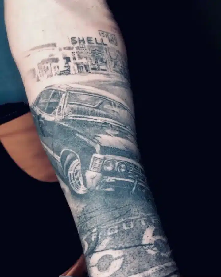 Tetování dopravní prostředky, auto na předloktí