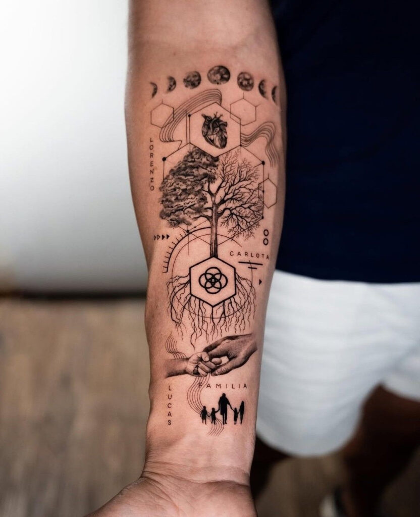 Strom života s DNA elementy.