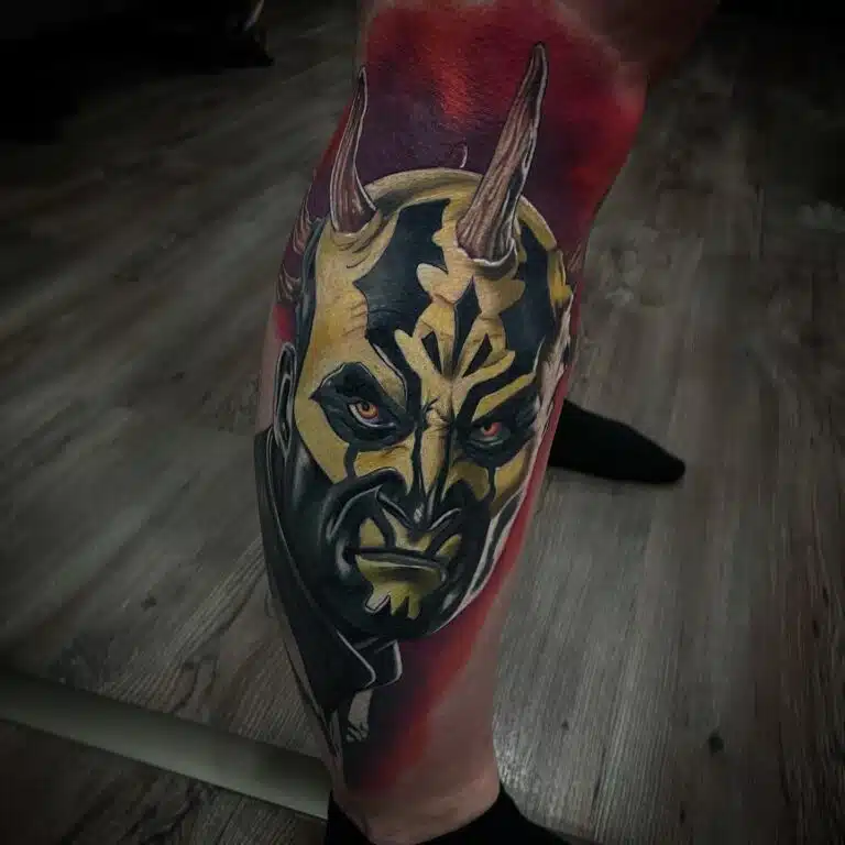 Tetování z filmů a pohádek Star Wars postavička Savage Opress na lýtko