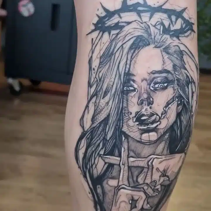Tetování žena na lýtku