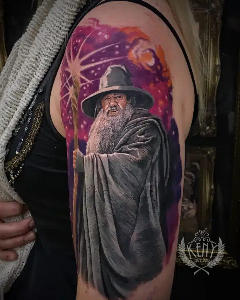 Tetování z filmů a pohádek Harry Potter, postava Albus Brumbál  na rameno