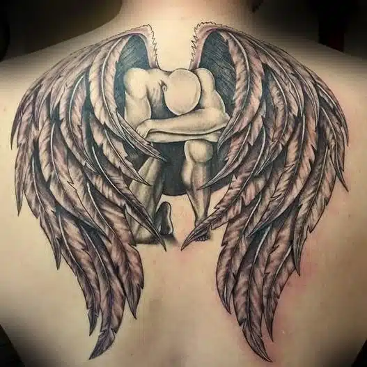 Tetování padlý anděl na zádech