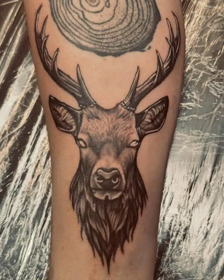 Tetování zvíře, jelen na předloktí