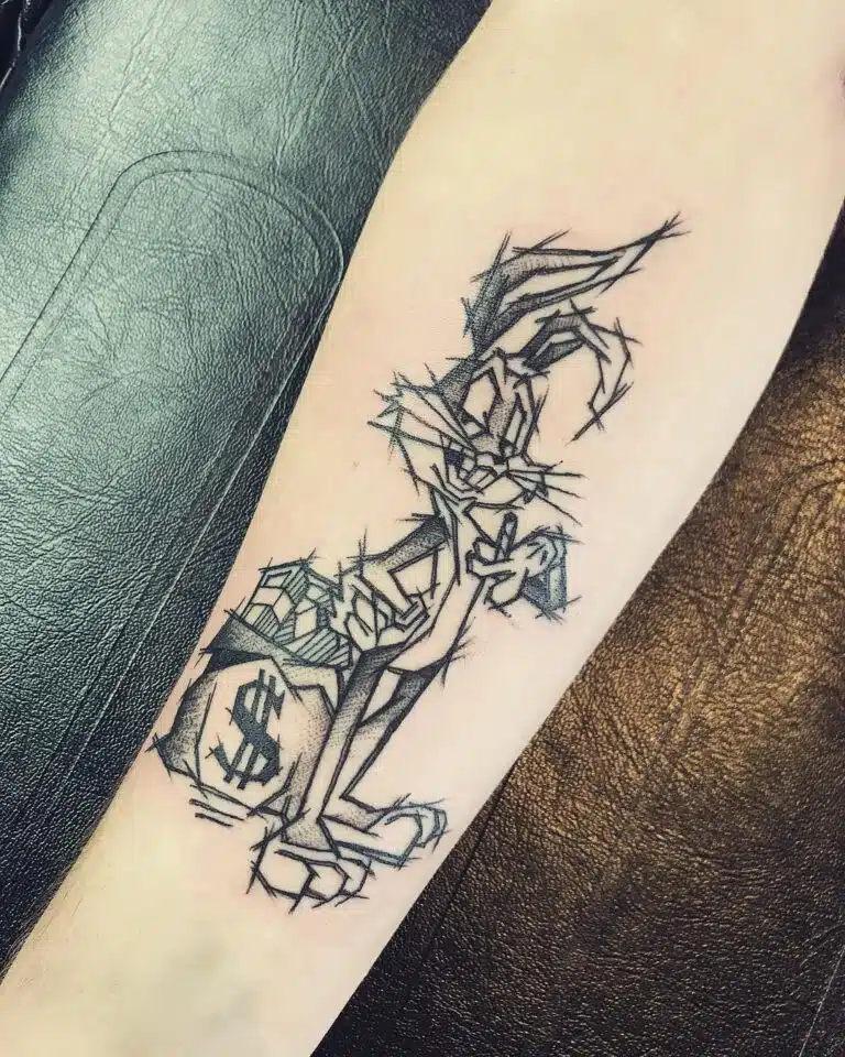 Tetování z filmů a pohádek, postavička, Bugs Bunny na předloktí