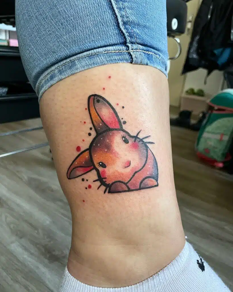 Tetování zvíře králík na lýtko