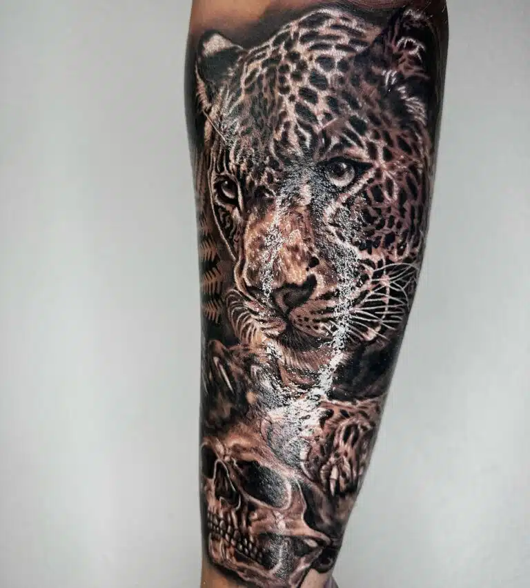 Tetování zvíře leopard na předloktí