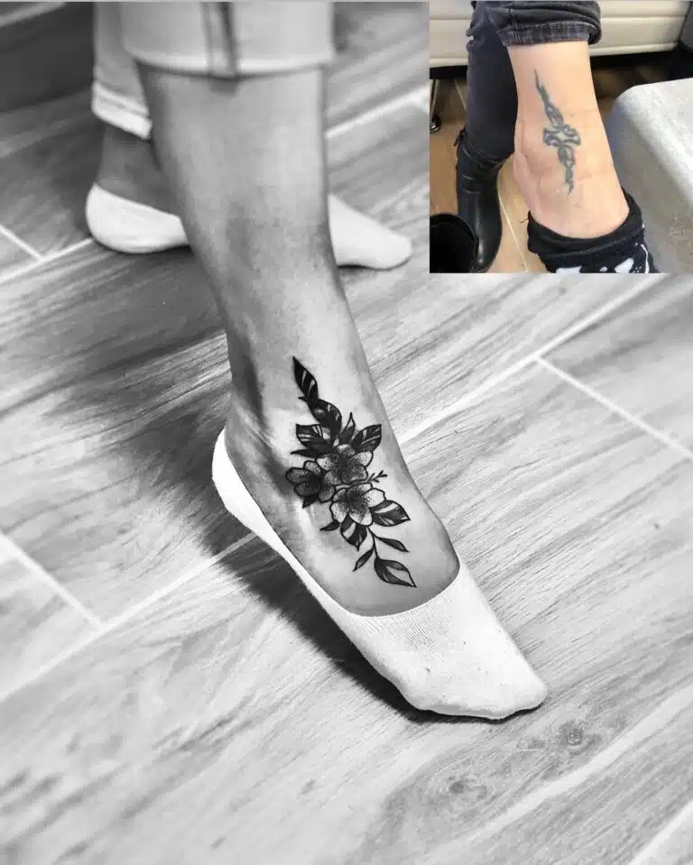 Tetování květiny na nárt