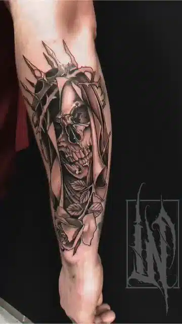 Tetování portrét, oči, zvíře, lev, pes, hudba, ornamenty, lebka na ruce
