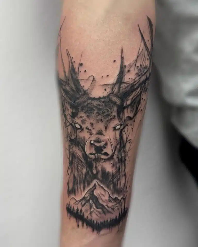 Tetování zvíře jelen na předloktí