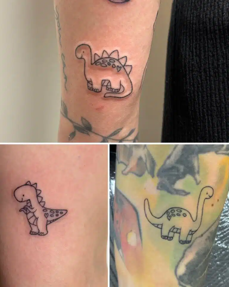 Tetování znaky a symboly, dinosaurus na paži