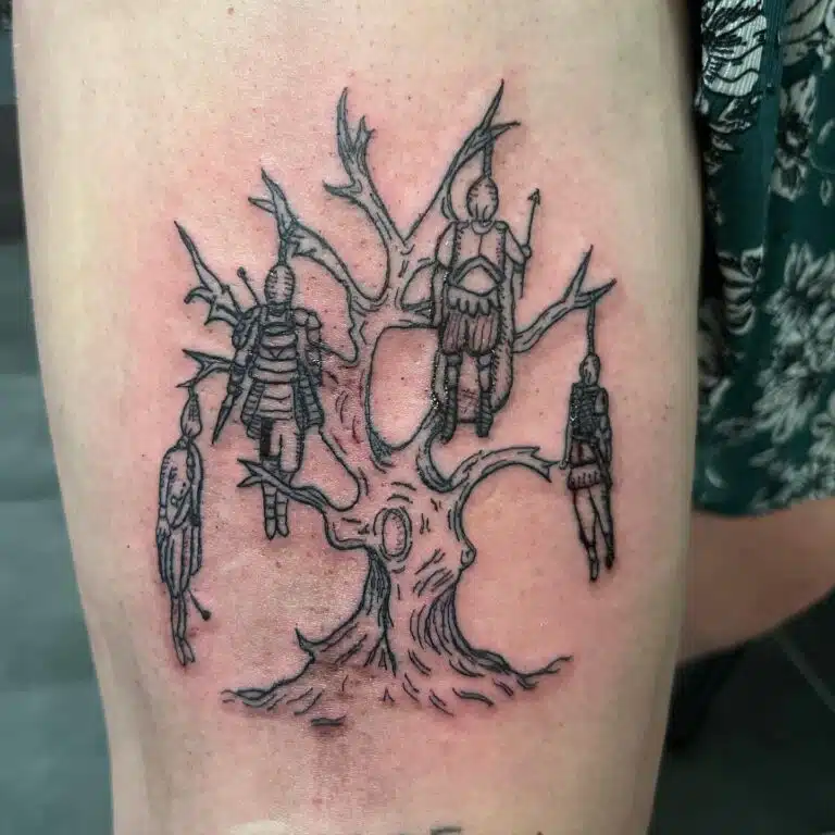 Tetování strom života na stehno