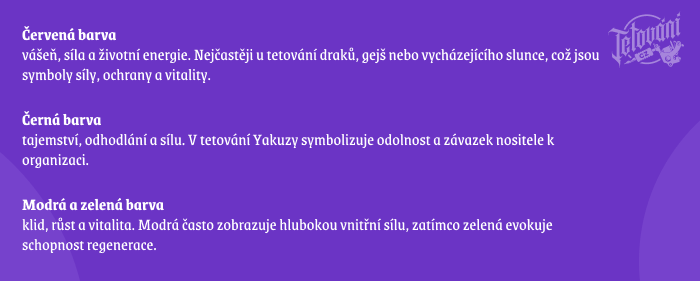 Jaký význam mají barvy v Yakuza tetování