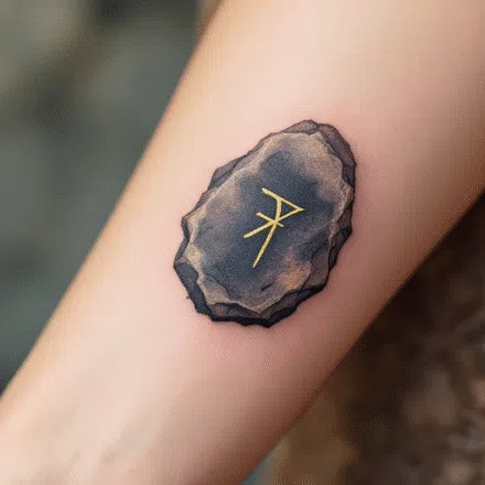 Tetování kámen s runou lásky na předloktí