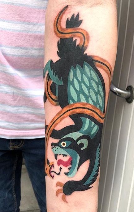 Japonský styl tetování medvěda.