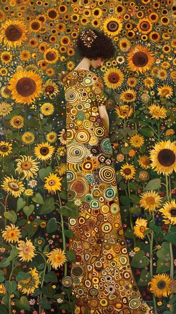 Obraz slunečnic od Klimta.