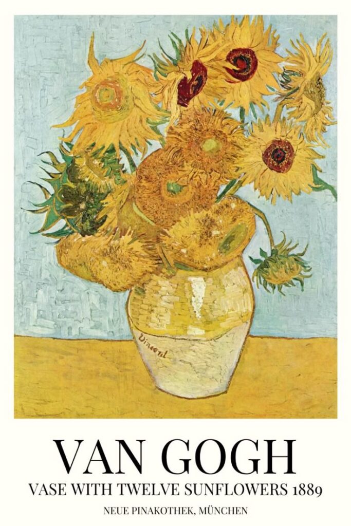 Slunečnice Van Gogha ve váze.