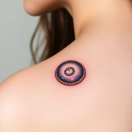 Tetování znaky a symboly, uroboros a vesmír na rameno