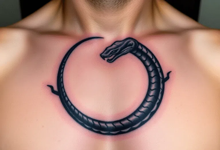 Tetování znaky a symboly, uroboros na hrudník
