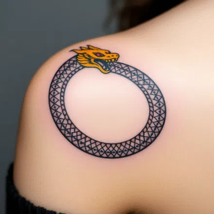 Tetování znaky a symboly, uroboros náramek, mýtické bytosti, drak na rameno