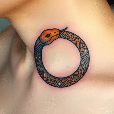 Tetování znaky a symboly, uroboros na krk