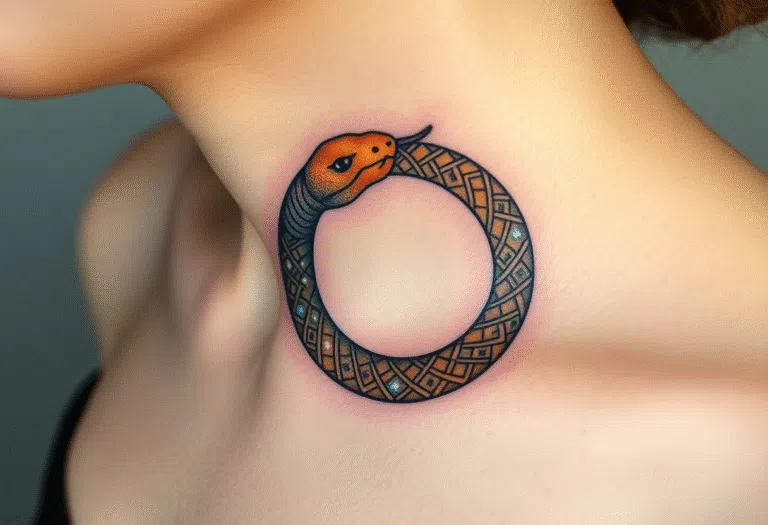 Tetování znaky a symboly, uroboros na krk
