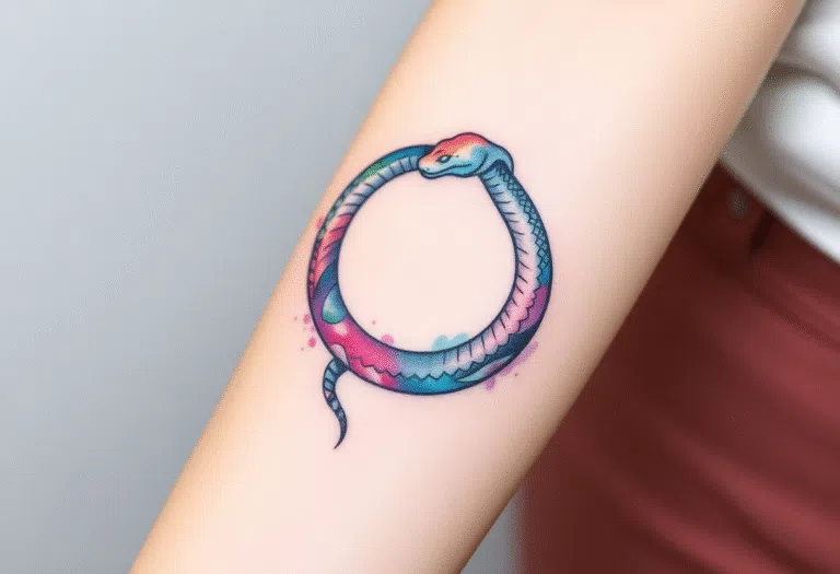 Tetování znaky a symboly, uroboros, náramek na předloktí