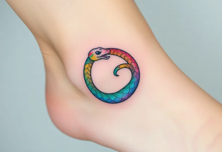 Tetování znaky a symboly, uroboros na kotník