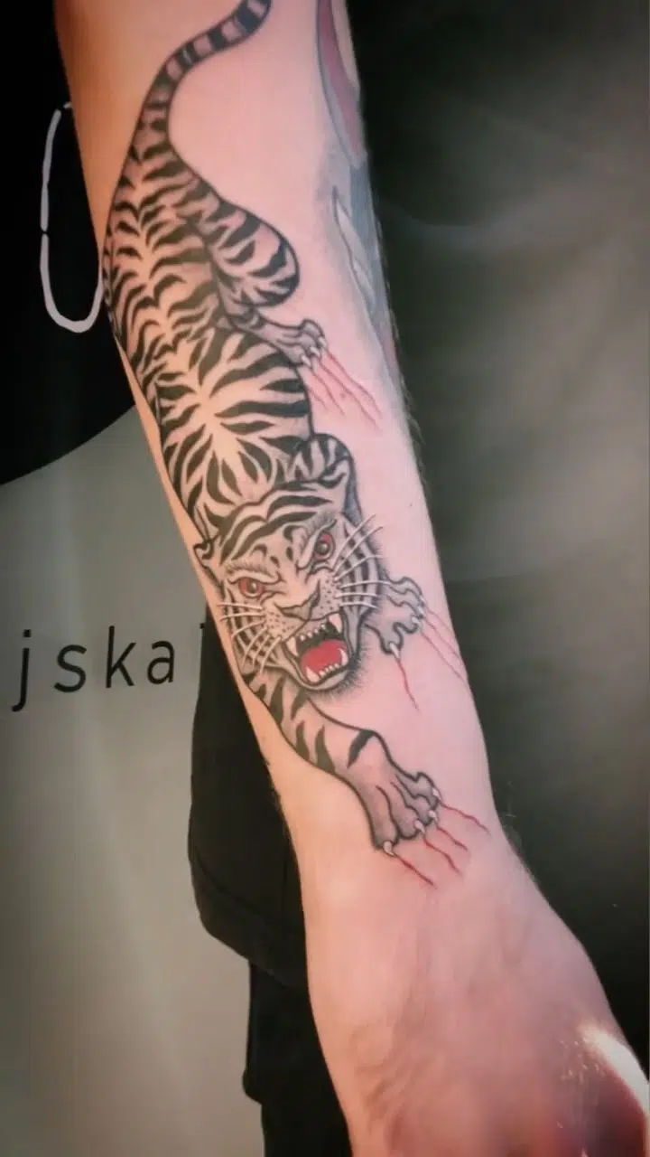 Tetování zvířata, tygr na paži