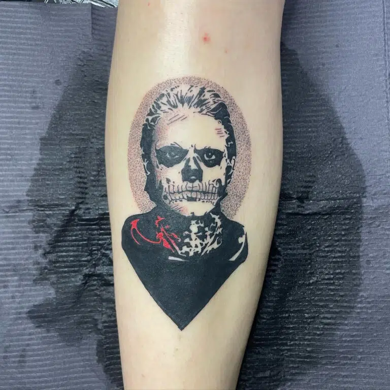 Tetování muerte na holeň