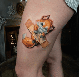 Ilustrativní liška pod lepící páskou