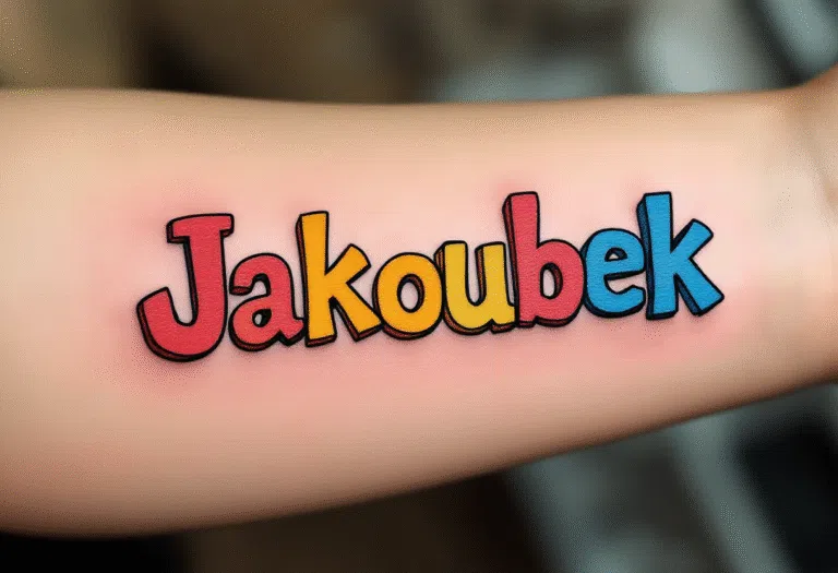 Tetování nápisy, jména dětí, Jakoubek na předloktí